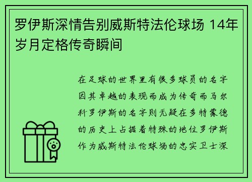 罗伊斯深情告别威斯特法伦球场 14年岁月定格传奇瞬间